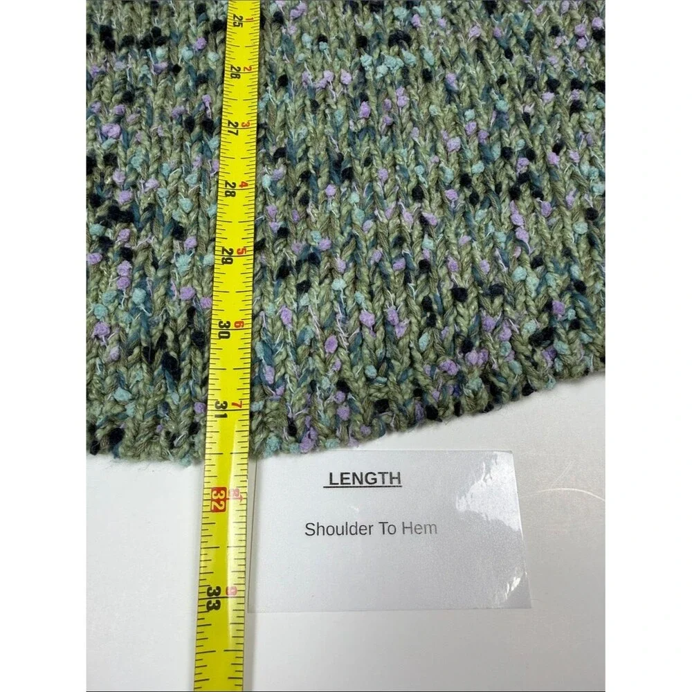 J. Jill Open Front Cardigan Sweater Green Speckled Knit Cozy Layer Women XS